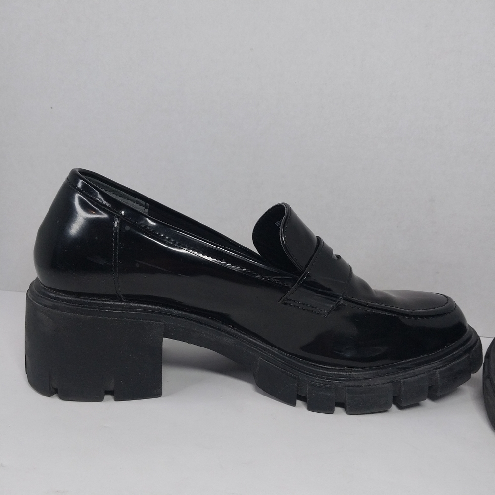 Sincerely Jules Dylan Size 9 Glossy Black 90s Y2k style Chunky Lug Loafer shoes - Picture 8 of 11